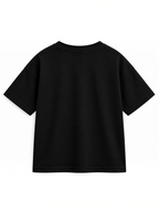 Kiddy Kloset kids black drop shoulder T-shirt back view showing dropped shoulder seams