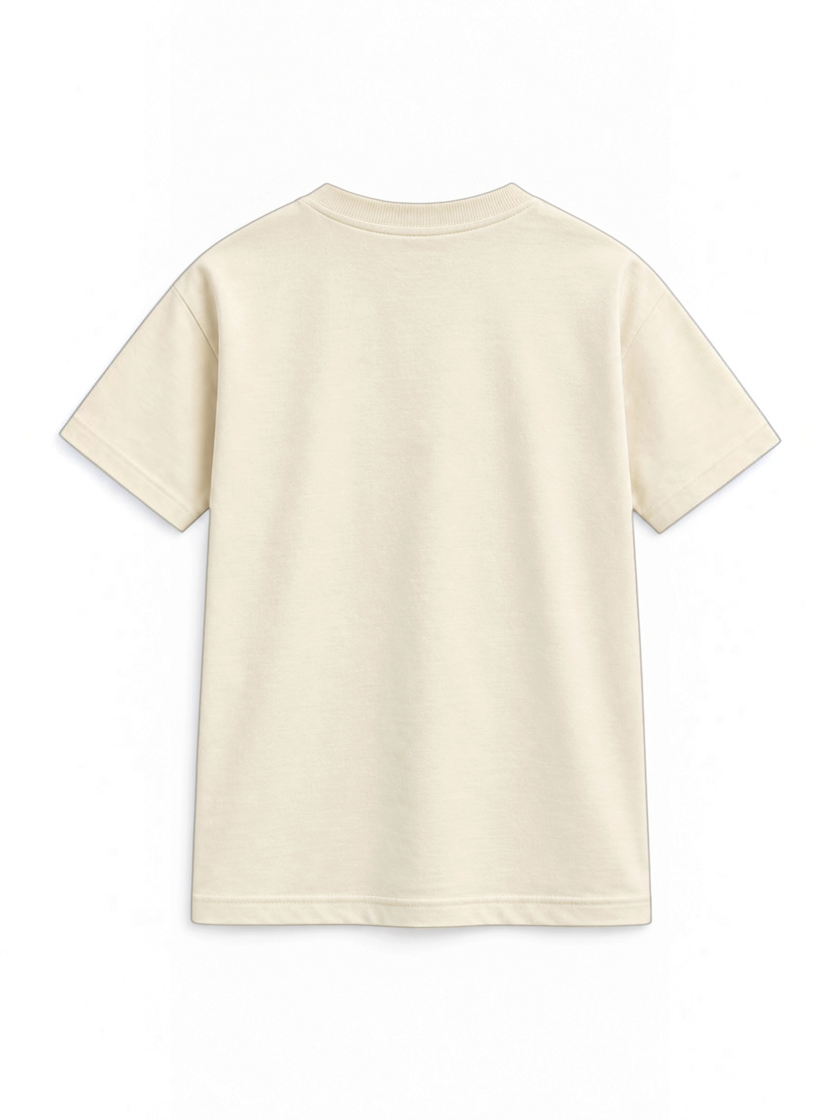 Kiddy Kloset kids cream drop shoulder T-shirt back view showing dropped shoulder seams