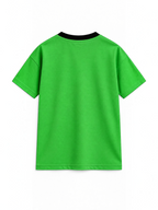 Kiddy Kloset kids parrot green drop shoulder T-shirt back view with black ribbed neck