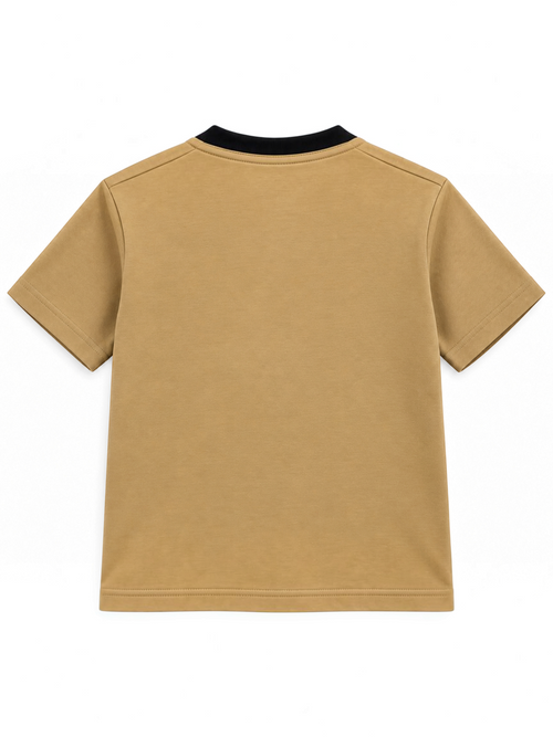 Kiddy Kloset kids camel fitted T-shirt back view with black ribbed neck