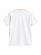 Kiddy Kloset kids white fitted T-shirt back view with cream ribbed neck