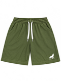 Kiddy Kloset kids olive shorts front view with white drawcord and white wolf logo