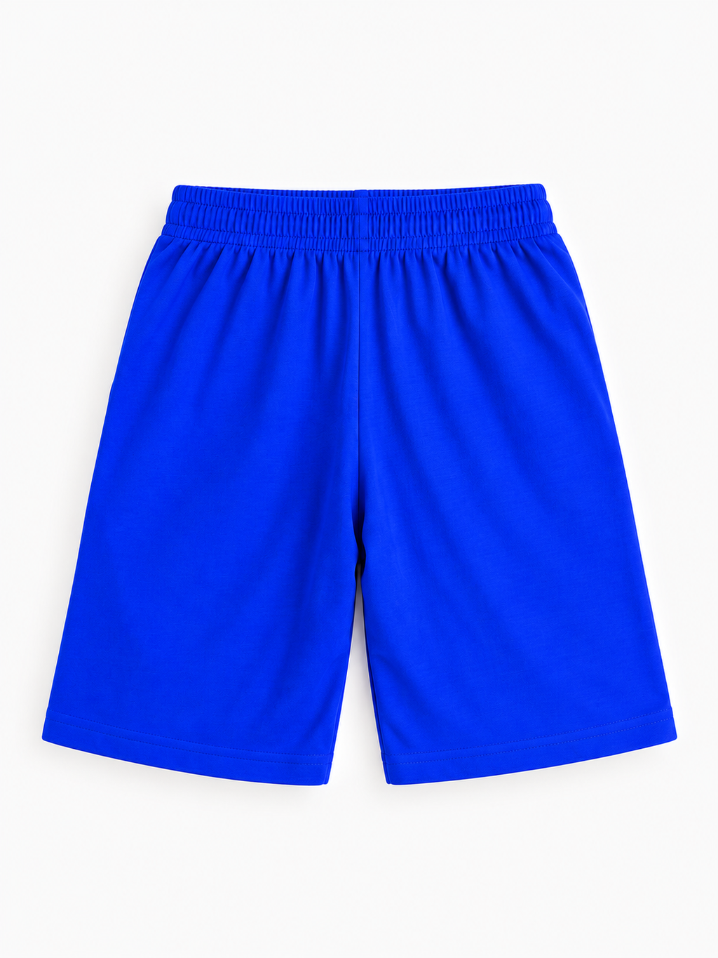 Kiddy Kloset kids royal blue shorts back view with elasticated waistband