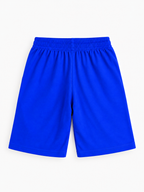 Kiddy Kloset kids royal blue shorts back view with elasticated waistband